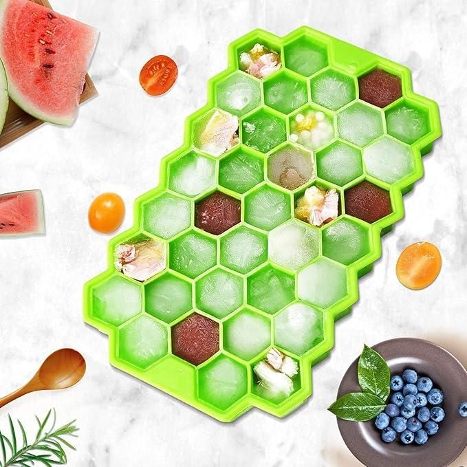 Silicone Honeycomb Ice Cube Tray with Lid (37 Cavities)