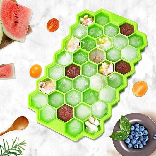 Silicone Honeycomb Ice Cube Tray with Lid (37 Cavities)
