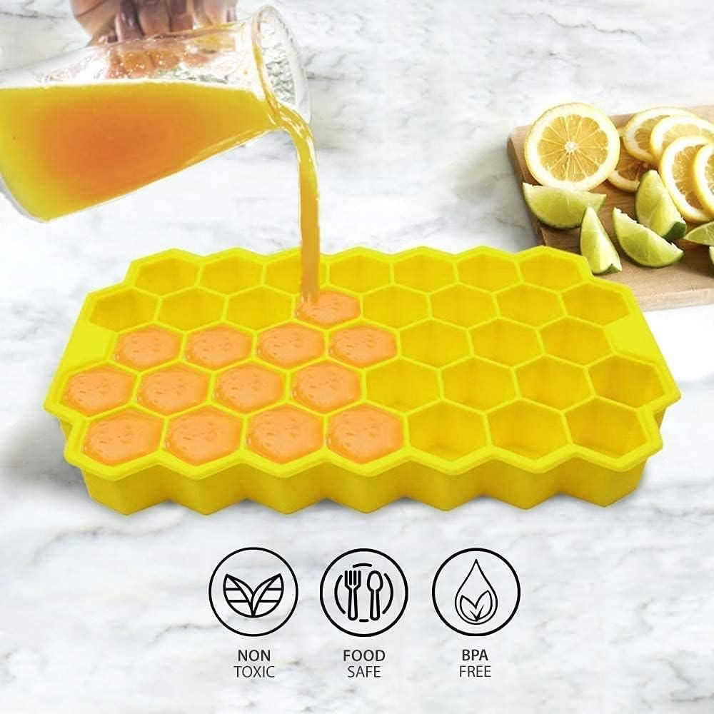 Silicone Honeycomb Ice Cube Tray with Lid (37 Cavities)