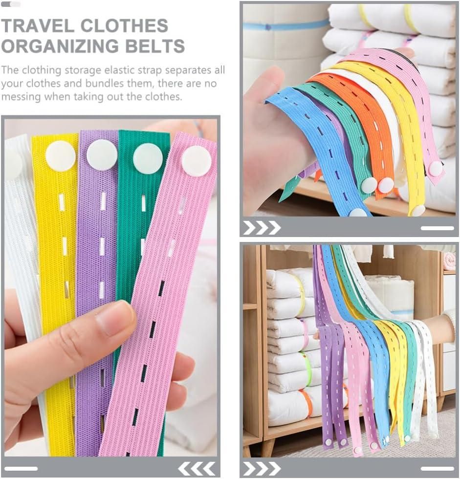 Elastic Storage Bands with Button Closure (Pack of 10)