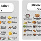3D Waterproof Kitchen Jar Label (Pack of 1 - 60 Stickers)