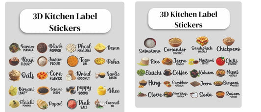 3D Waterproof Kitchen Jar Label (Pack of 1 - 60 Stickers)