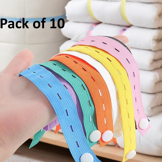 Elastic Storage Bands with Button Closure (Pack of 10)
